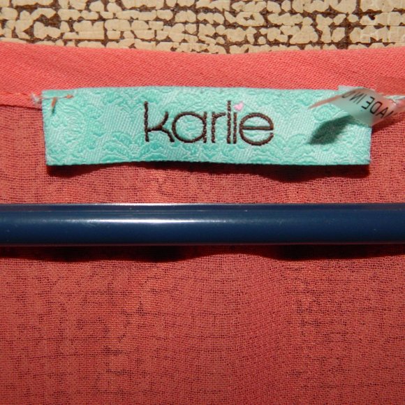 Karlie Elastic Waist Coral Dress Size Large (AA-22) - Picture 2 of 4